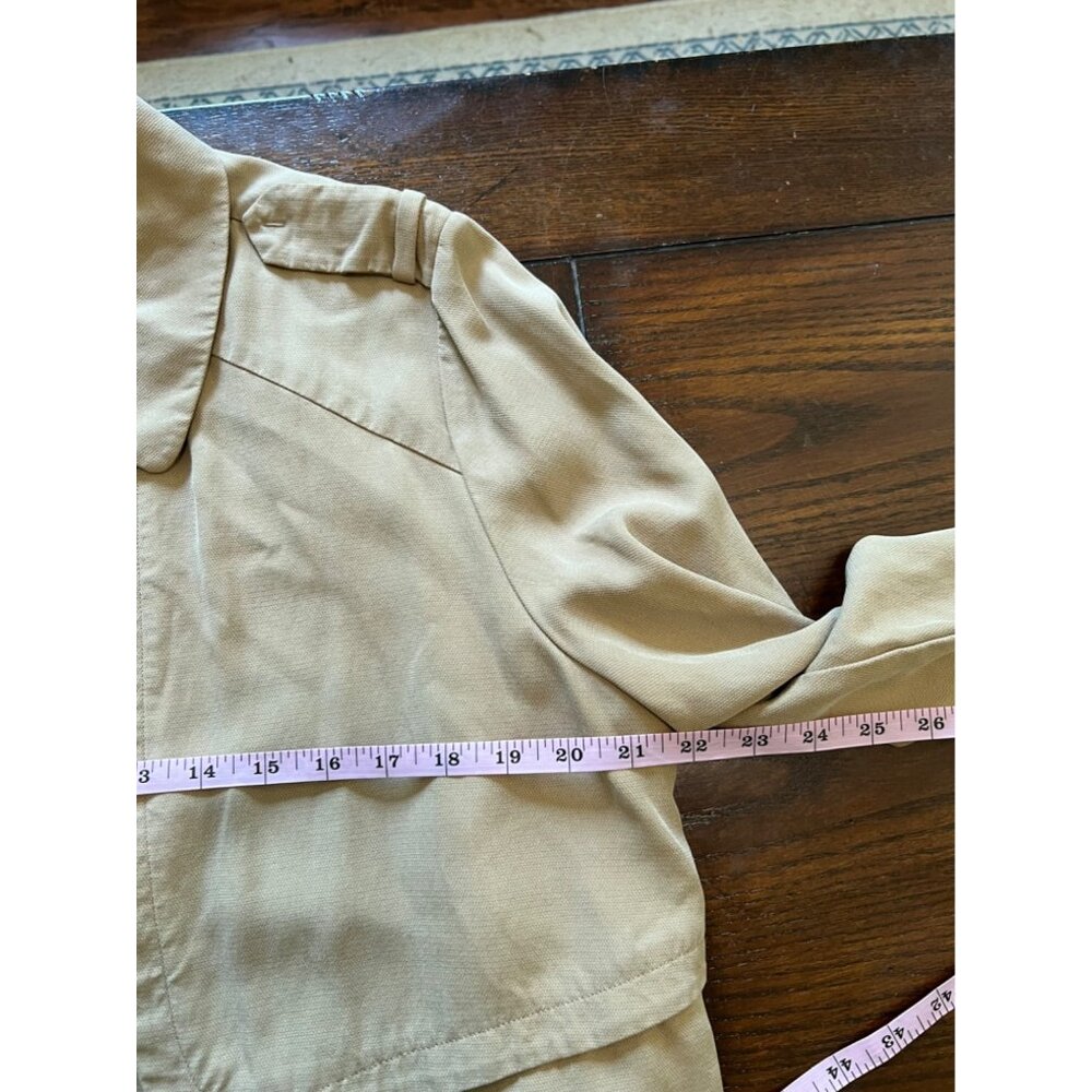 Chico's Jacket Blazer Open Collared Tan Brown Lyocell Neutral Business  2 Medium - Picture 8 of 10